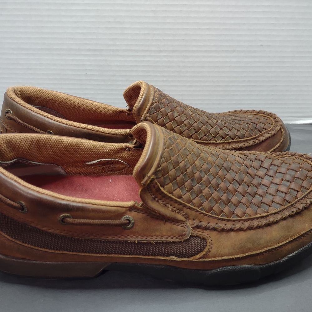 Men's Twisted X Slip On Brown Leather Driving Moc Casual Shoes US 11M MDMS017